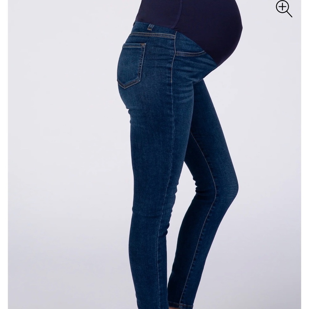 PinkBlush Navy Blue Skinny Maternity Jeans - Picture 3 of 5